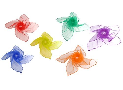 yueton 12pcs Colorful Hemmed Square Rhythm Band Scarves Juggling Dance Scarves - Image 3