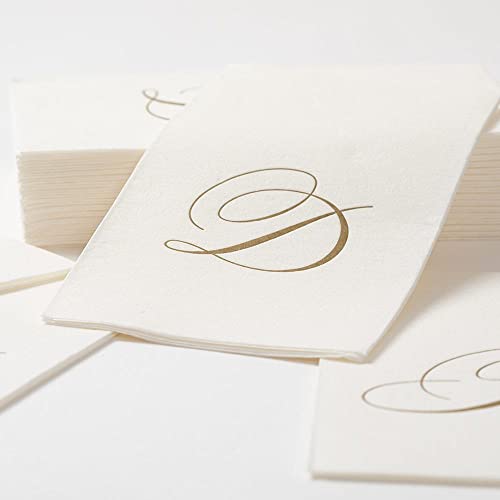 Caspari White Pearl Paper Linen Guest Towels, Monogram Initial Abstract, Pack of 24 - Image 4