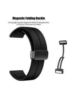 Generic 20mm Silicone Strap With Magnetic Folding Buckle For Amazfit GTS 4 Mini - Bip 3 - GTS 2 Mini- Amazfit GTS 2-Amazfit GTS 4  Black  - Image 3