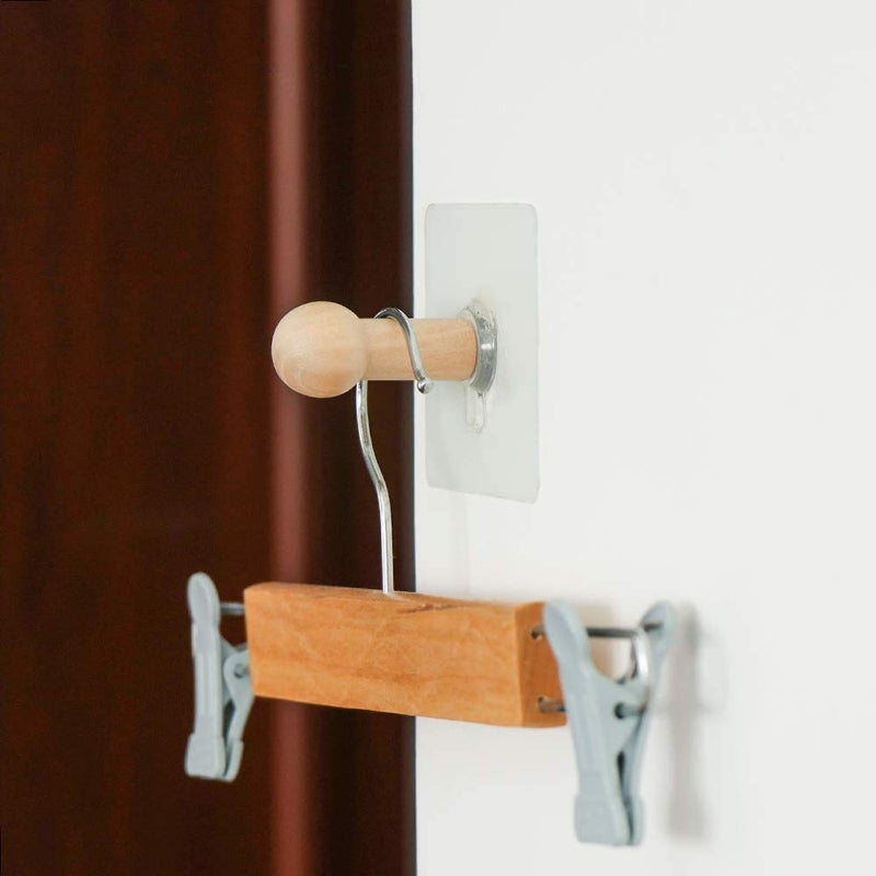 GREEMITO Greemito Adhesive Wooden Wall Hook Hanger Hanging for Hats Caps Jackets Coat Bathrobe Bath Towel Keys and Kitchen Utensils Set of 4PCS 4  - Image 3