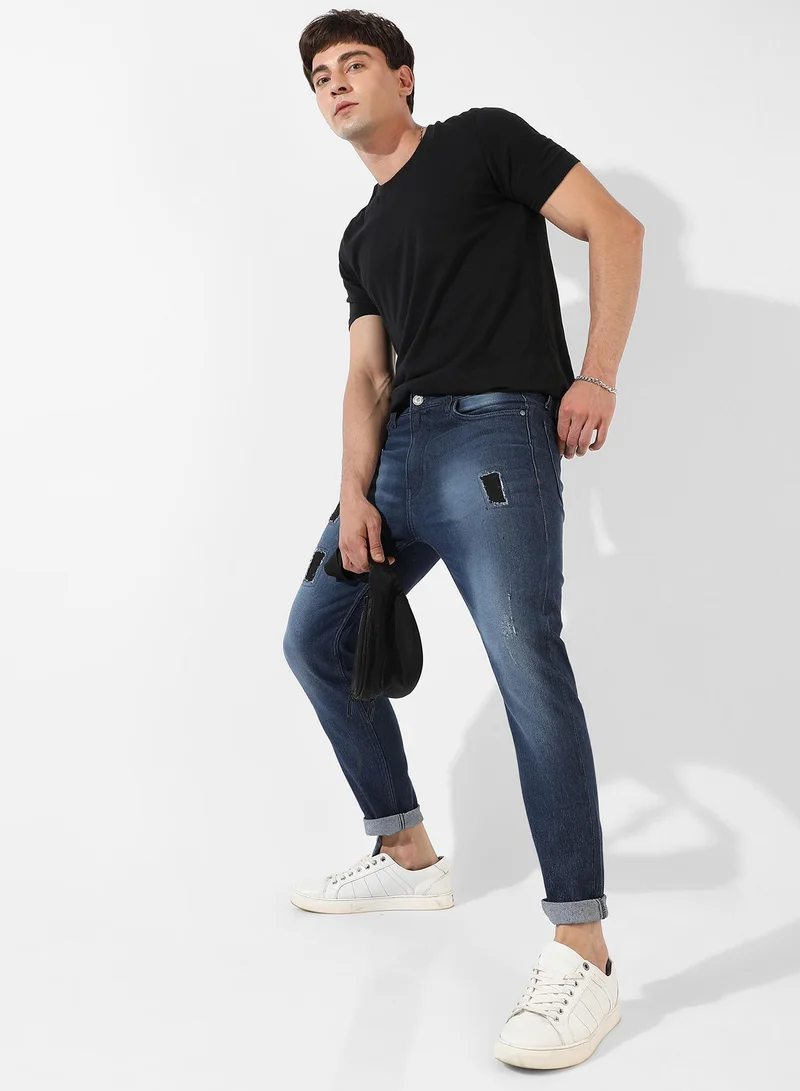 Campus Sutra Men's Classic Navy Blue Dark-Washed Regular Fit Denim Jeans