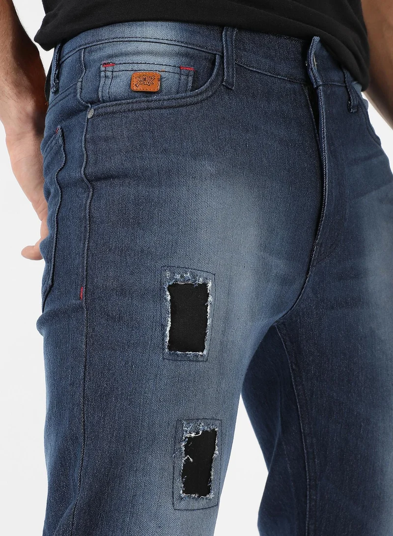 Campus Sutra Men's Classic Navy Blue Dark-Washed Regular Fit Denim Jeans
