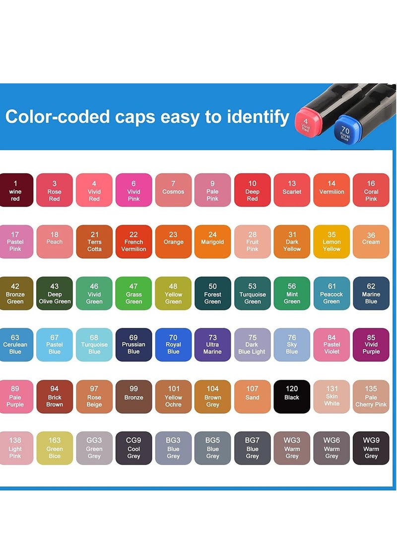 Gelanti Permanent Art Markers Set 60 Colors for Graphic Drawing Brush Pens for Graffiti Design Adult Coloring Shading Chisel Multicolor Swift - Image 2
