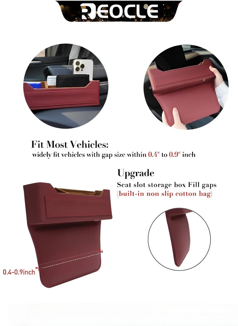 REOCLE Car Seat Gap Organizer PU Leather Seat Console Side Pocket Seat Storage Car Interior Accessories Seat Crevice Storage Box for Smartphone & Coin & Wallet & Key - Image 4