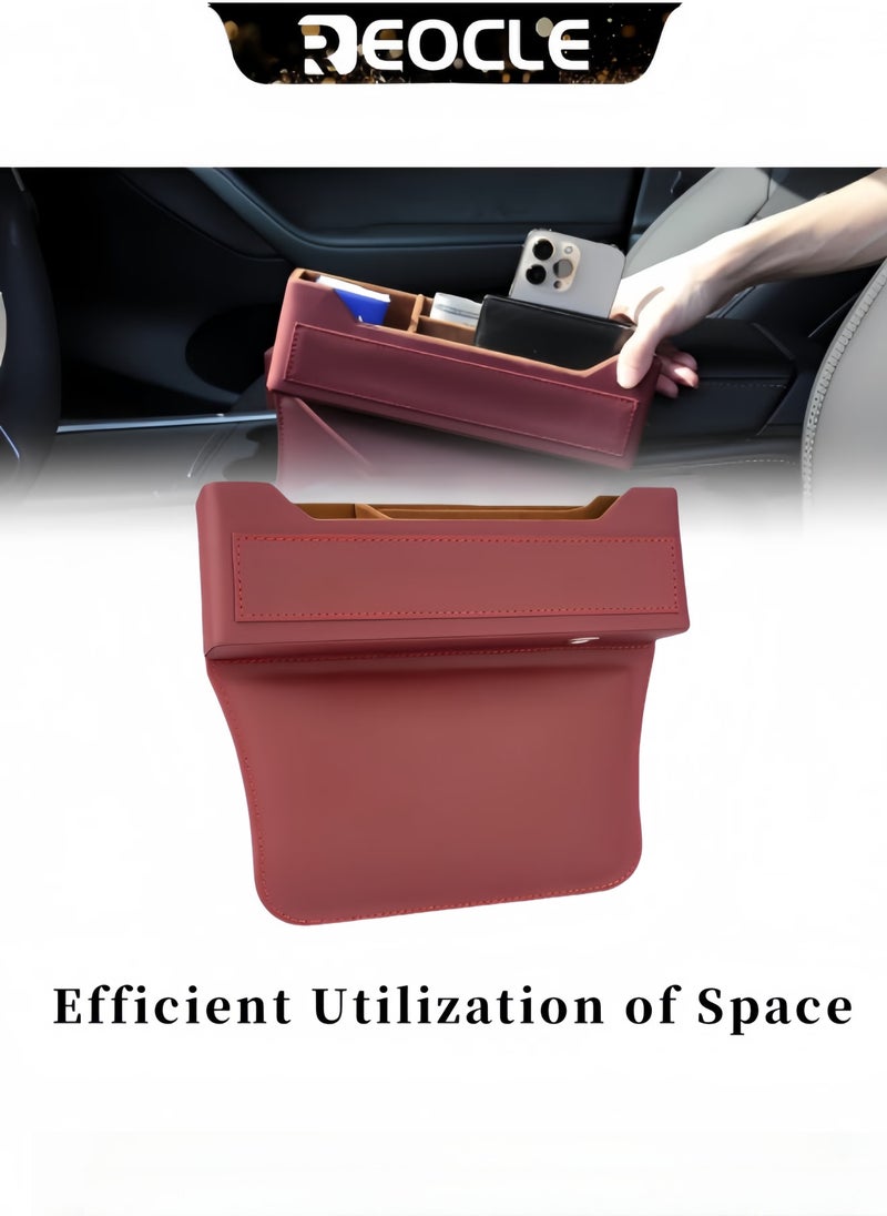 REOCLE Car Seat Gap Organizer PU Leather Seat Console Side Pocket Seat Storage Car Interior Accessories Seat Crevice Storage Box for Smartphone & Coin & Wallet & Key - Image 5