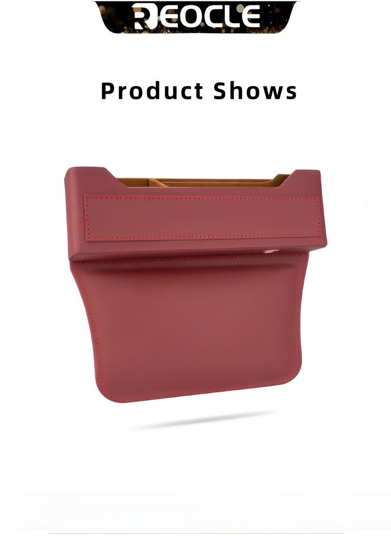 REOCLE Car Seat Gap Organizer PU Leather Seat Console Side Pocket Seat Storage Car Interior Accessories Seat Crevice Storage Box for Smartphone & Coin & Wallet & Key - Image 2
