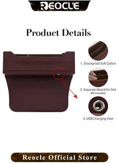 REOCLE Car Seat Gap Organizer PU Leather Seat Console Side Pocket Seat Storage Car Interior Accessories Seat Crevice Storage Box for Smartphone & Coin & Wallet & Key  - Image 3