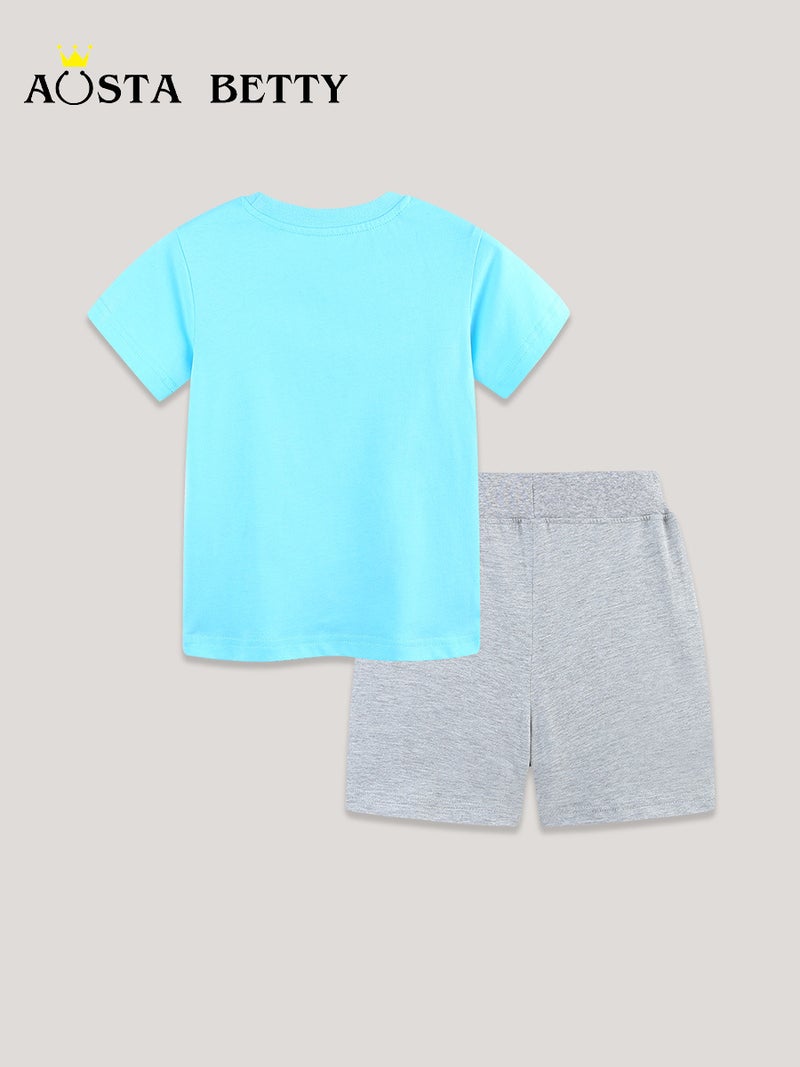Source Of Style Children'S Suit Cartoon Shark Boy Suit Knitted Cotton Children'S Clothing 2-Piece Set - Image 3