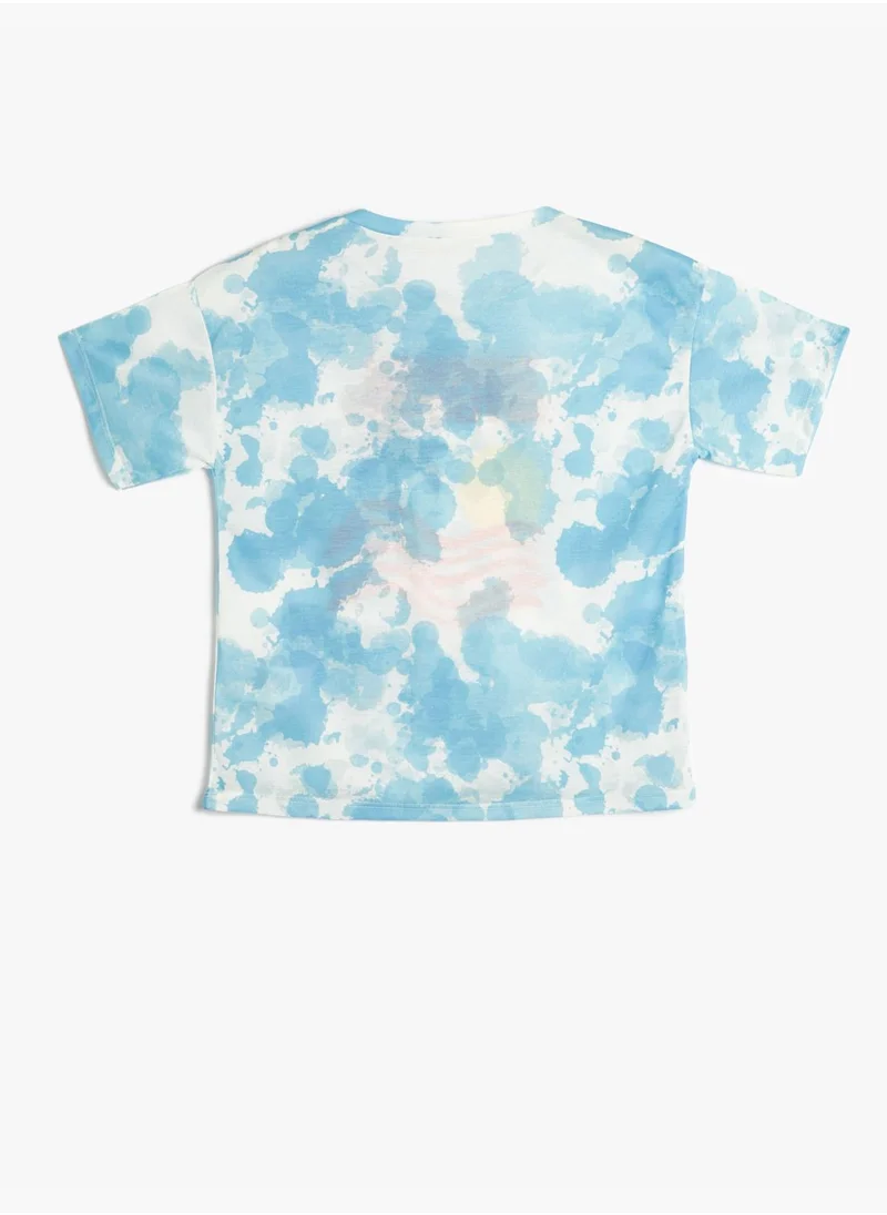 KOTON T-Shirt Short Sleeve Crew Neck Tie-Dye Printed