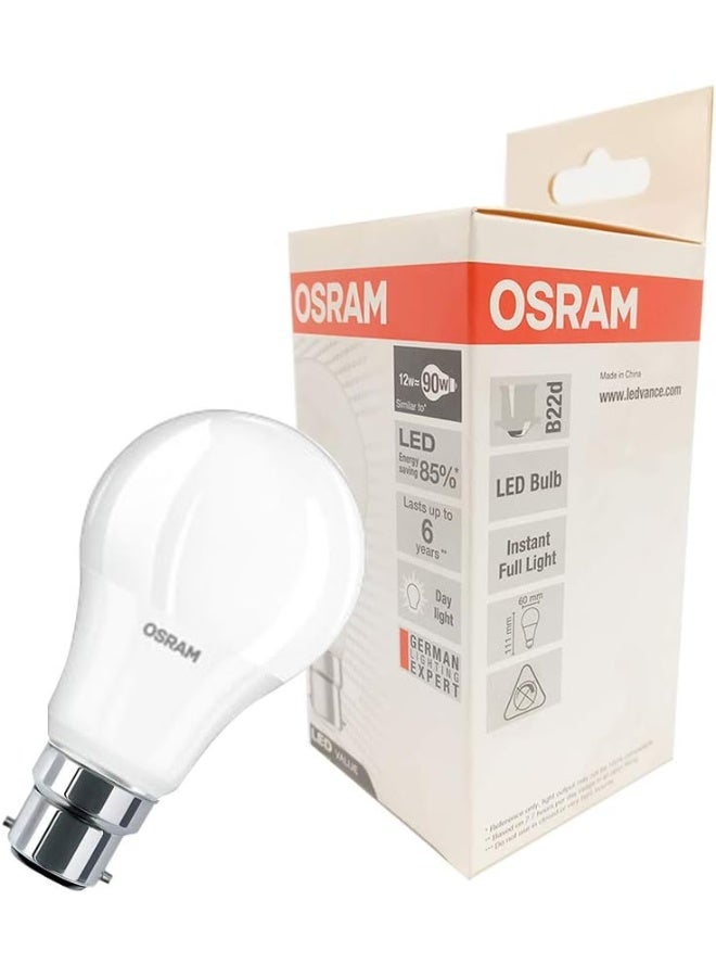 Osram Osram Led Value Classic A | Frosted (Replace 90W) 12W, Pin Base B22D, Day Light/6500K - 1000 Lm - Image 1