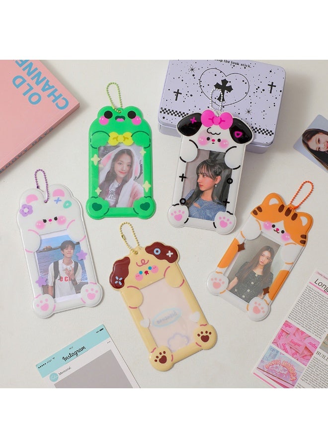 NIBEMINENT 1 - Piece PVC Cartoon Creativity Kpop Photo Card Holder Pendant Key Chain ID Badge Holder ID Card Holder Photo Card Protector for School ID Office ID Access Card for Women Girls - Image 2