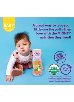 Plum Organics Plum Organics Mighty Puffs Organic Baby Food - Carrot and Broccoli - 1.85 oz Canister - Ancient Grains and Chickpea Snacks  - Image 3