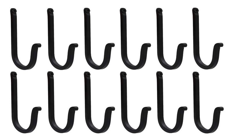 THDC Single Prong Wrought Iron Hooks Vintage Hand Forged Iron Curved Metal Fasteners Decorative Colonial Wall Dcor Heavy Duty Wall Hooks Hangers for Keys Coats Robe Bags Home Kitchen 12