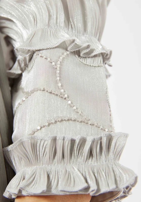 امري Long Embellished Dress with Statement Cuff