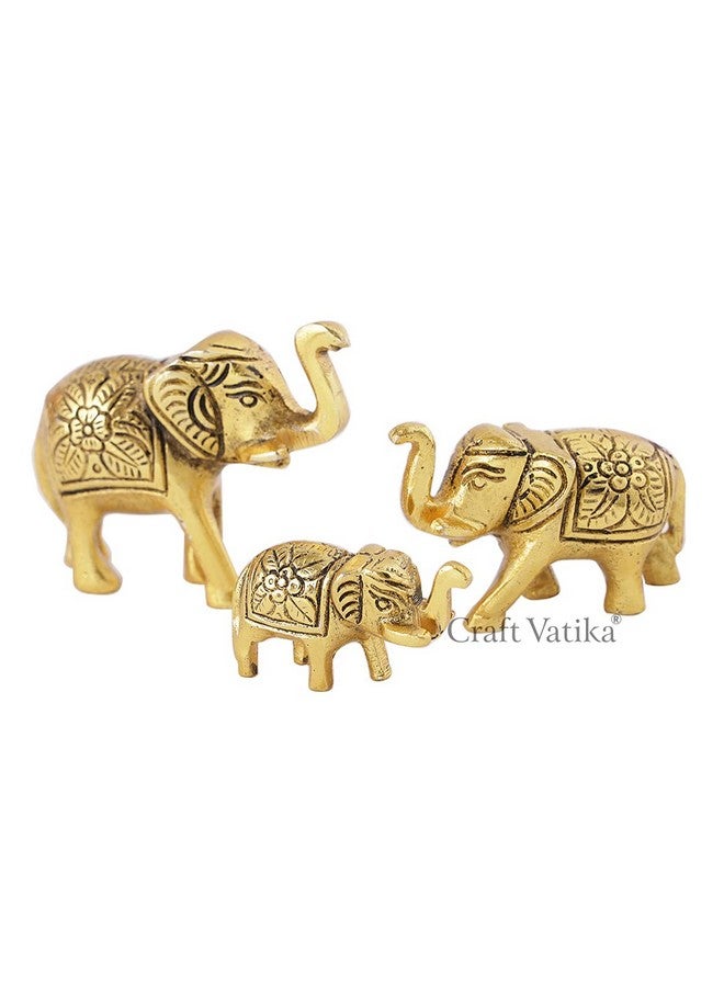 CraftVatika CraftVatika Set of 3 Metal Trunk Up Elephant Family Statue Showpiece Figurine -Fengshui Vastu Lucky - Decorative Items for Home Living Room Decor Living Room Office Desktop & Gifting,Corporate Gift - Image 2