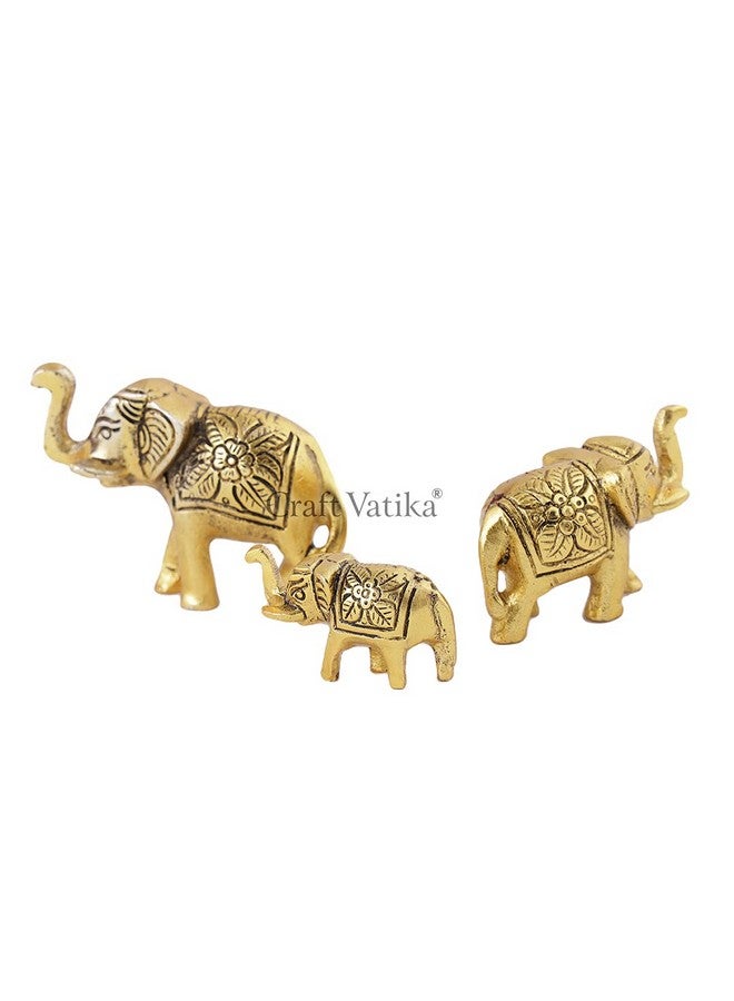 CraftVatika CraftVatika Set of 3 Metal Trunk Up Elephant Family Statue Showpiece Figurine -Fengshui Vastu Lucky - Decorative Items for Home Living Room Decor Living Room Office Desktop & Gifting,Corporate Gift - Image 4