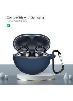FARROBIZZ Silicone Case Compatible with HUAWEI FreeClip, Shockproof and Scratch-Resistant Full-Body Protection Headphone Cover with Anti-Lost Keychain- Dark Blue  - Image 2