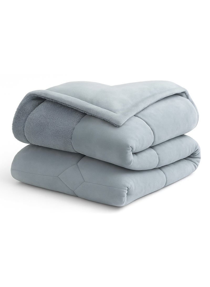 مينج لي مفرش شتوي نفرين وجهين (مخمل × فرو) – طقم مفارش 6 قطع (1 لحاف + 1 شرشف مطاطي + 2 أكياس مخدة 80×50 سم + 2 أغطية مخدة ديكورية 50×50 سم) يناسب سرير مقاس 200×200 سم - Image 5