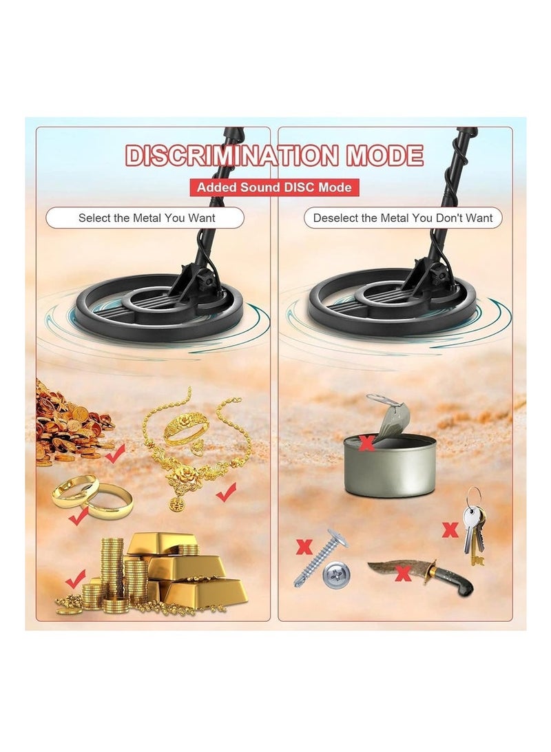 جهاز كشف المعادن عالي الدقة، جهاز كشف الكنوز والمجوهرات، جهاز كشف الذهب، أدوات الكشف عن المعادن مع جميع المعادن ووضع القرص، مقاوم للماء، ملف 8 بوصات، سماعات أذن ومجرفة بلاستيكية - Image 3