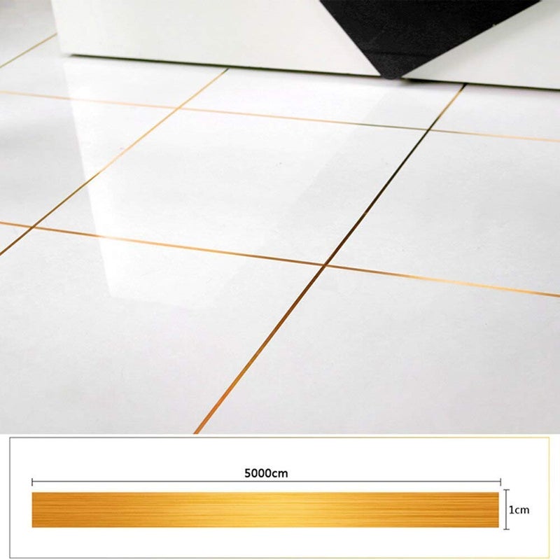 amiciCare Tile Sticker Gap Sealing Tape Gold Color Self-Adhesive Wall & Floor Decor Tape-1cmx5000cm (Gold, Quantity 1) - Image 4