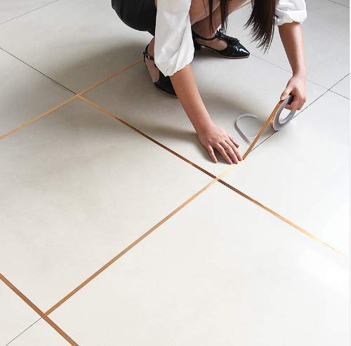 amiciCare Tile Sticker Gap Sealing Tape Gold Color Self-Adhesive Wall & Floor Decor Tape-1cmx5000cm (Gold, Quantity 1) - Image 3