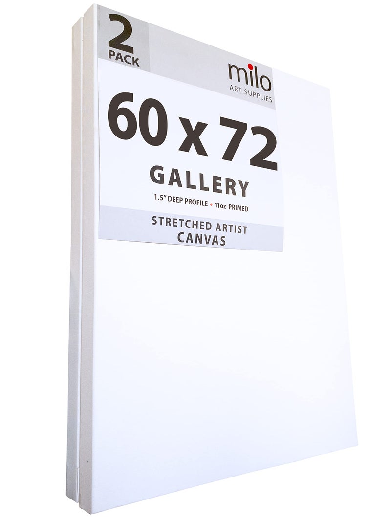 milo Stretched Artist Canvas  60 x72 inches  2 Pack  15 inch Thick Gallery Profile  15 oz Primed Large Canvases for Painting Ready to Paint Art Supplies for Acrylic Oil