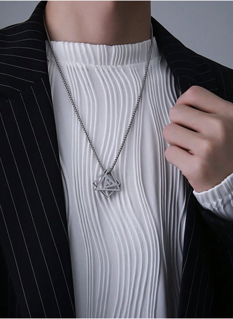 Silver Plated Stainless Steel Necklace For Men