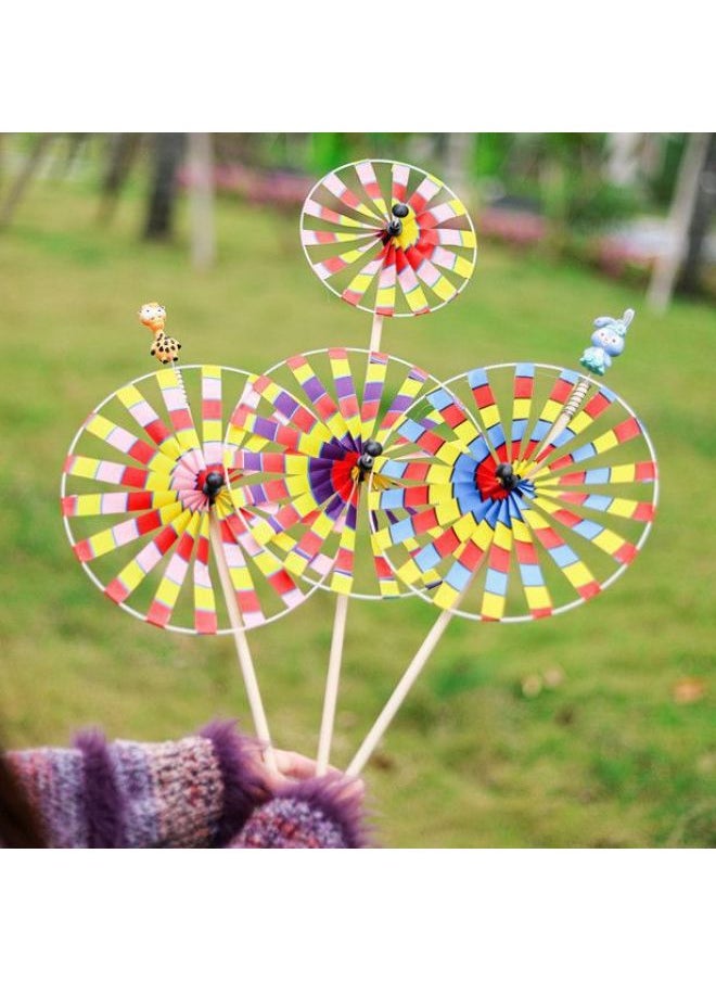 Old Beijing Windmill Traditional Retro Windmill Large Double-layer Rotating Wooden Rod Windmill Scenic Spot Stall Windmill-Color:Doll Small Double Layer 15+15cm