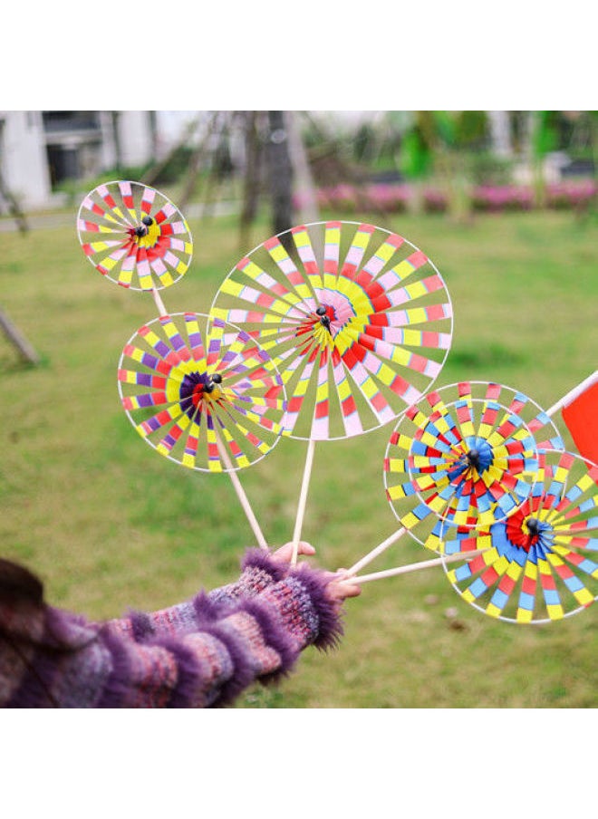 Old Beijing Windmill Traditional Retro Windmill Large Double-layer Rotating Wooden Rod Windmill Scenic Spot Stall Windmill-Color:Doll Small Double Layer 15+15cm