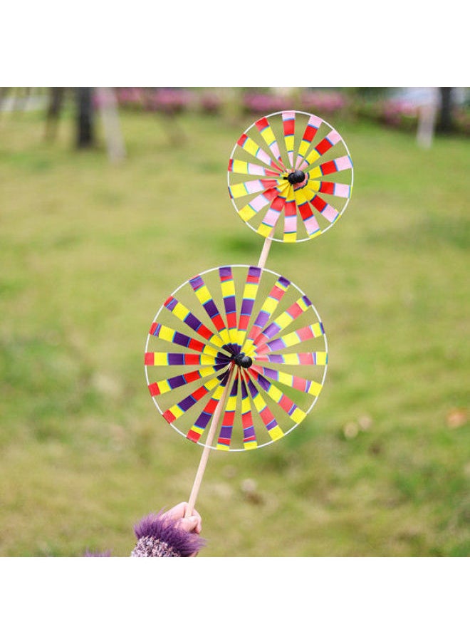 Old Beijing Windmill Traditional Retro Windmill Large Double-layer Rotating Wooden Rod Windmill Scenic Spot Stall Windmill-Color:Doll Small Double Layer 15+15cm