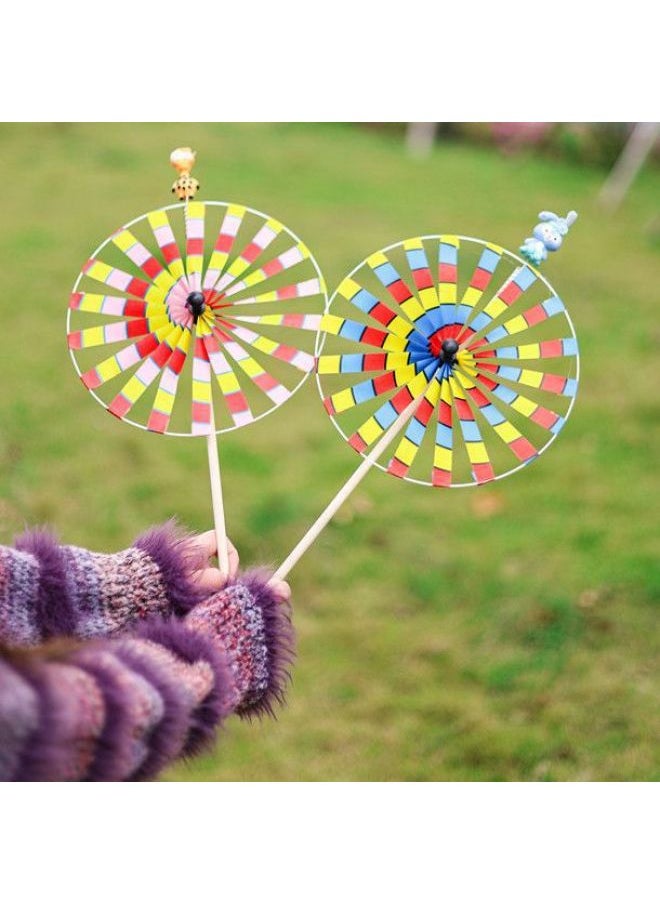 Old Beijing Windmill Traditional Retro Windmill Large Double-layer Rotating Wooden Rod Windmill Scenic Spot Stall Windmill-Color:Doll Small Double Layer 15+15cm