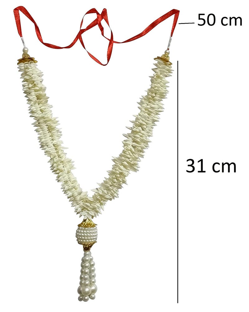 DT DECTONE Garland for Photo Frames, Mala for Photo Frame Gods Idols, White Flower, 31 cm Set of 2 - Image 3