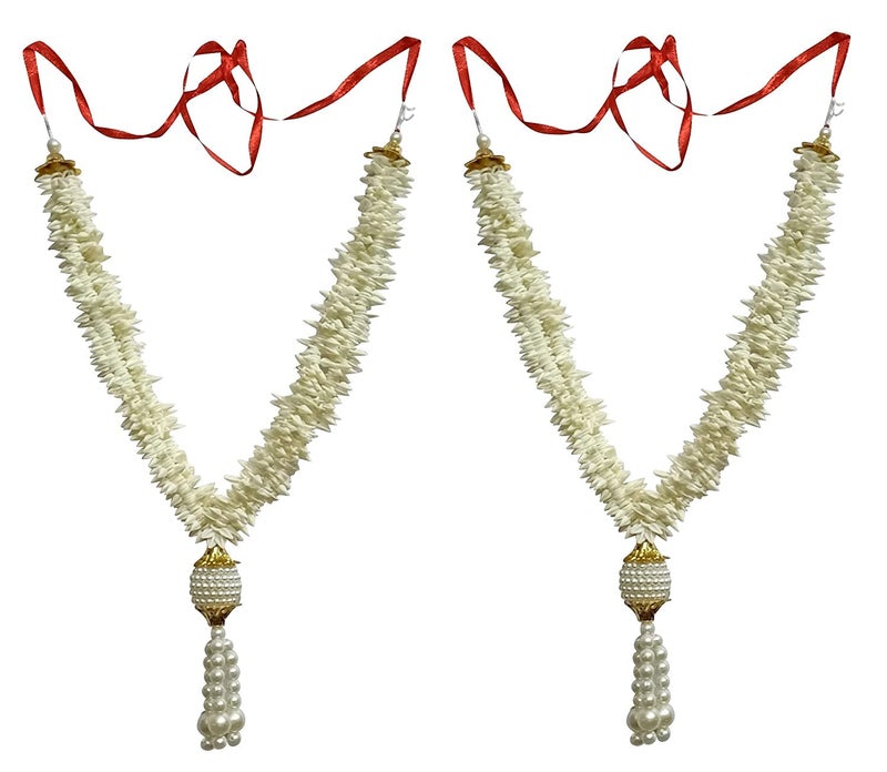 DT DECTONE Garland for Photo Frames, Mala for Photo Frame Gods Idols, White Flower, 31 cm Set of 2 - Image 2