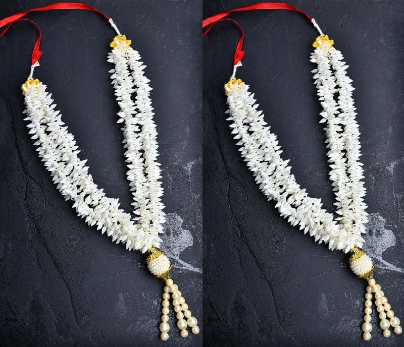 DT DECTONE Garland for Photo Frames, Mala for Photo Frame Gods Idols, White Flower, 31 cm Set of 2 - Image 5