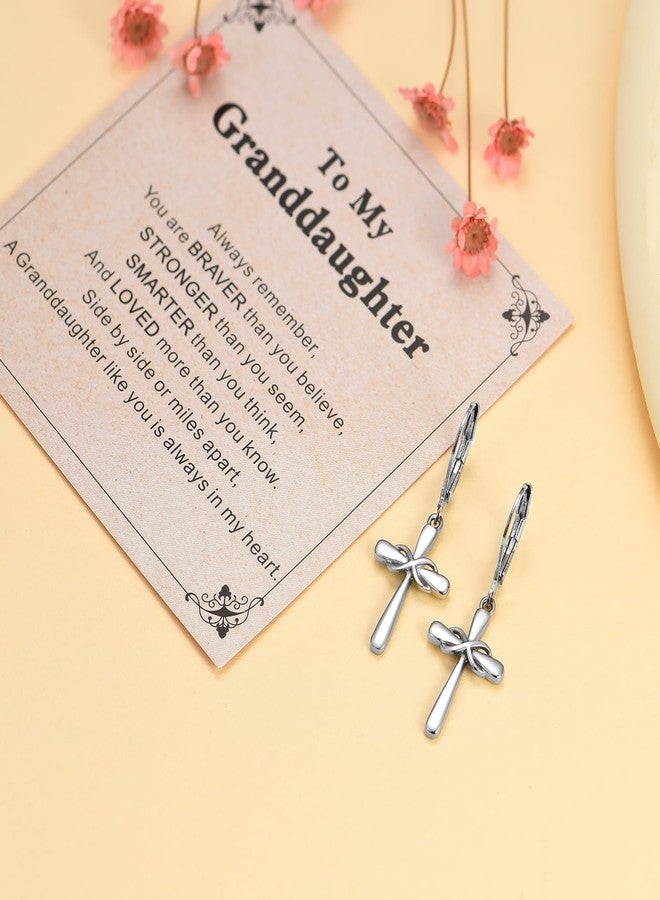 Yonhon Cross Earrings for Granddaughter,To My Granddaughter Earrings Christmas Birthday Gifts - Image 3