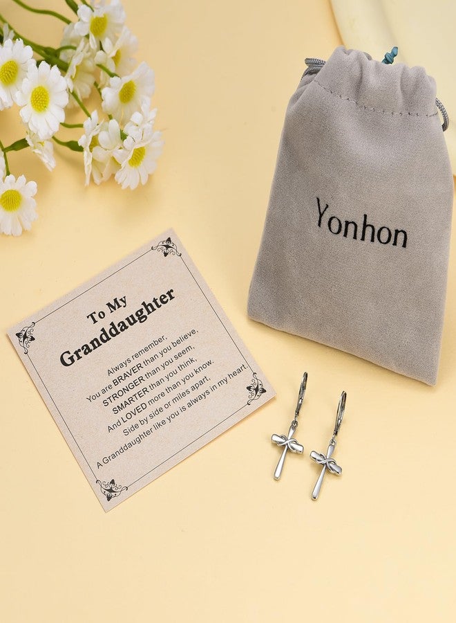 Yonhon Cross Earrings for Granddaughter,To My Granddaughter Earrings Christmas Birthday Gifts - Image 4