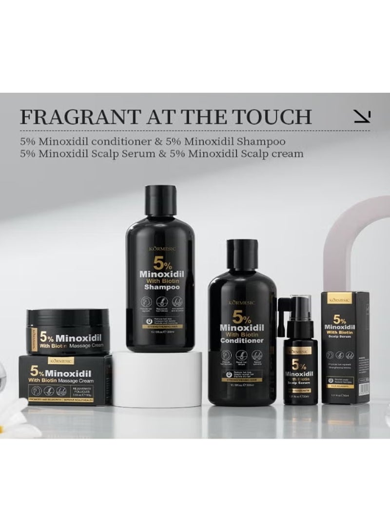 Kormesic Hair Loss Control Treatment Set with 5% Minoxidil Shampoo Conditioner Scalp Serum and Massage Cream Helps Revitalize Hair Follicles Improve Volume and Encourage Healthy Hair Growth - Image 4