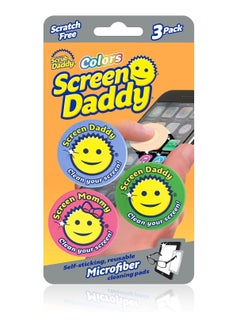 Scrub Daddy Scrub Daddy Screen Daddy Colors - Multicolor, Multiuse Microfiber Cleaning Pads for Electronic Screens with Convenient Storage, Scratch Free, Streak Free, Reusable and Washable, 3ct (1pk)  - Image 1