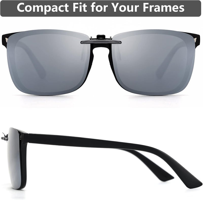 CAXMAN Polarized Clip On Sunglasses Over Prescription Glasses Men Women Compact Fit Non-Flip Up - Image 5