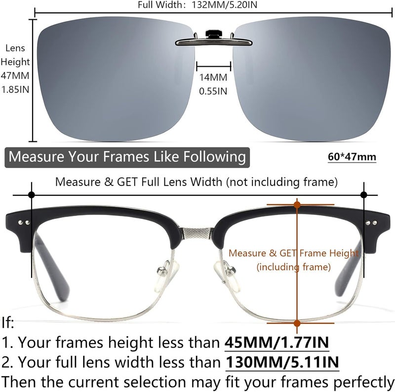 CAXMAN Polarized Clip On Sunglasses Over Prescription Glasses Men Women Compact Fit Non-Flip Up - Image 2