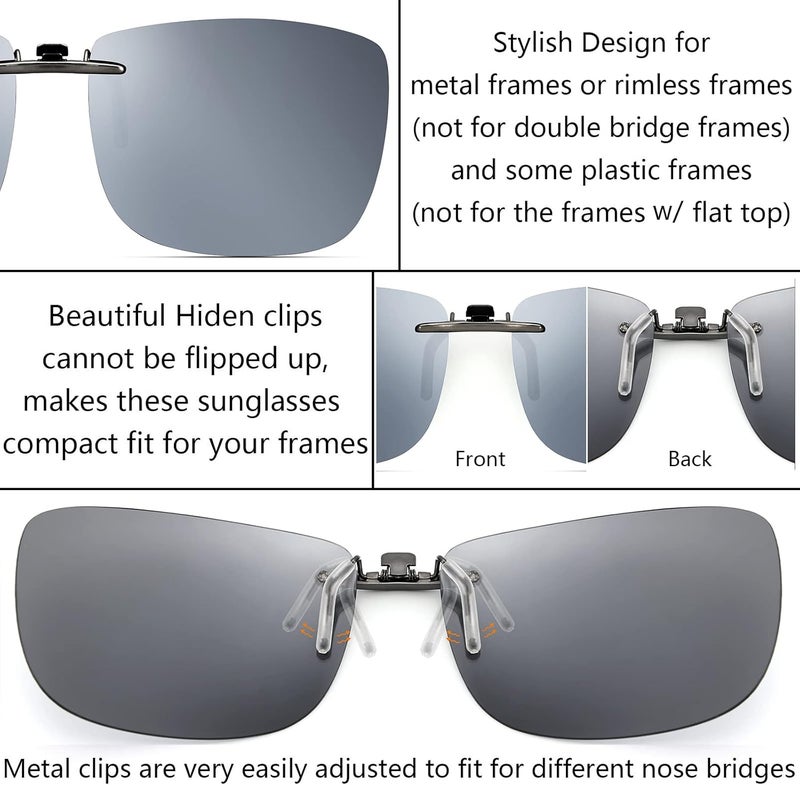 CAXMAN Polarized Clip On Sunglasses Over Prescription Glasses Men Women Compact Fit Non-Flip Up - Image 4