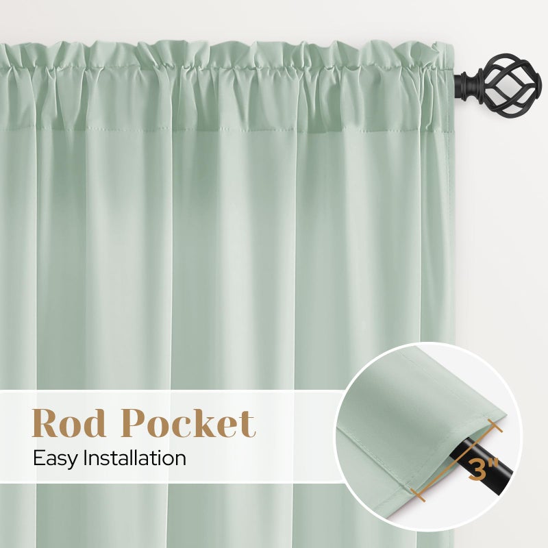HOMEIDEAS Non-See-Through Sage Green Privacy Sheer Curtains 52 X 84 Inches Long 2 Panels Semi Sheer Curtains Light Filtering Window Curtains Drapes for Bedroom Living Room