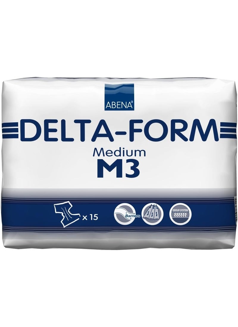 Abena Abena Delta-Form Adult Incontinence Briefs, Level 3, (Medium To Large Sizes) Medium, 15 Count 