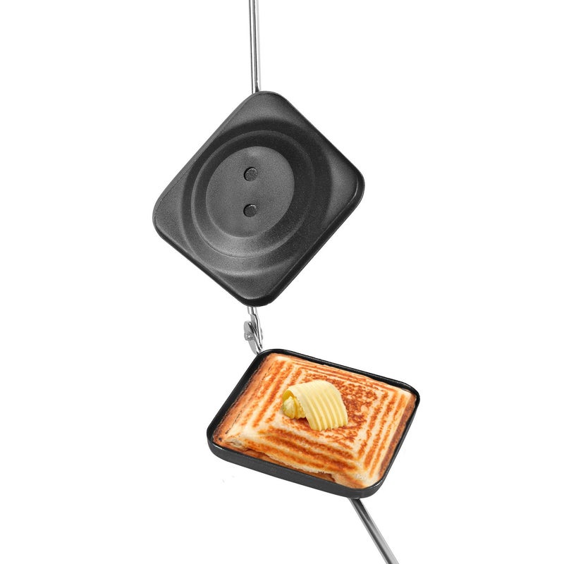 Cello Cello NonStick Aluminium Sandwich Gas Toaster Compatibility with Gas Stoves FlameProof Design HeatResistant Handle Sandwich Maker Sandwich Toaster Black  - Image 2