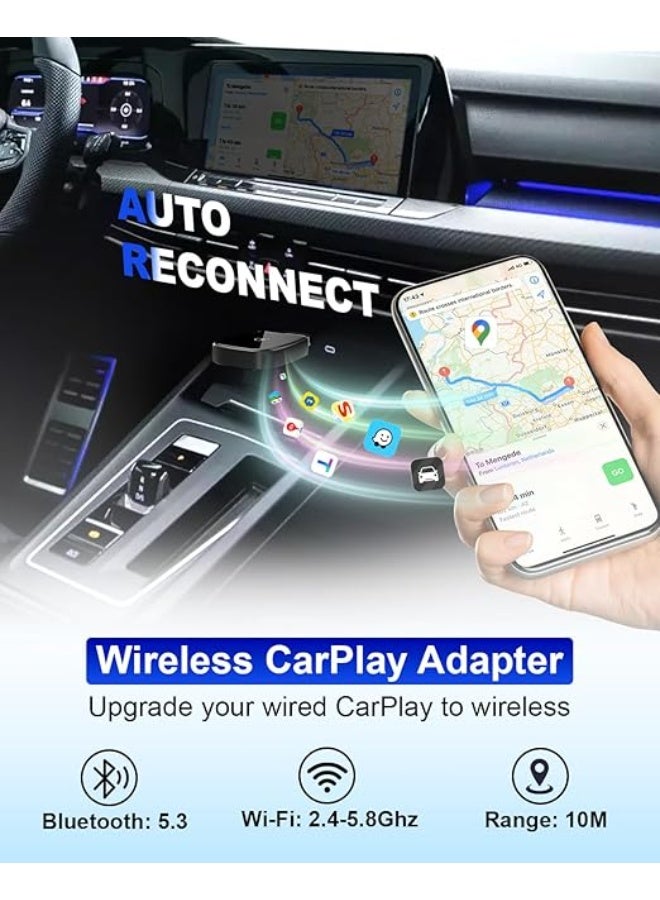 Mini Wireless CarPlay Adapter for iPhone - Convert Wired CarPlay to Wireless - Stable Control, Zero Delay Latency - Includes USB-A to USB-C Adapter - Black - Image 4