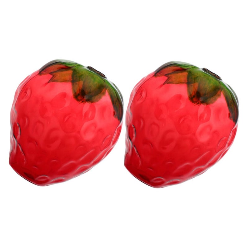 2pcs Strawberry Shaped Glass Cups For Beverages Wine Party - Image 2