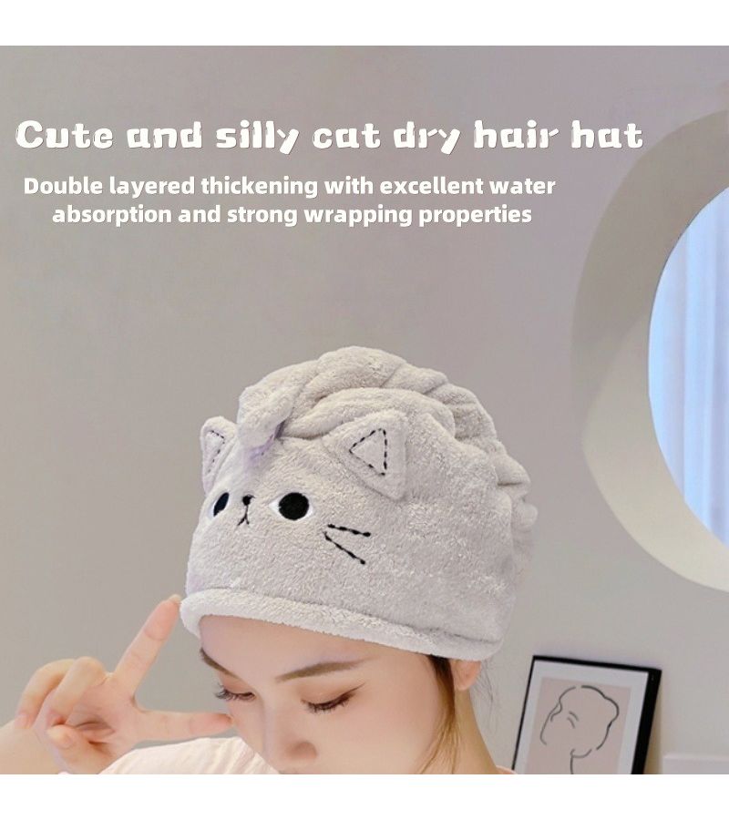 Cute Cat Pink Women Cat Ear Towel Hat With Paw Print For Wet Hair After Bath Or Swim - Image 5