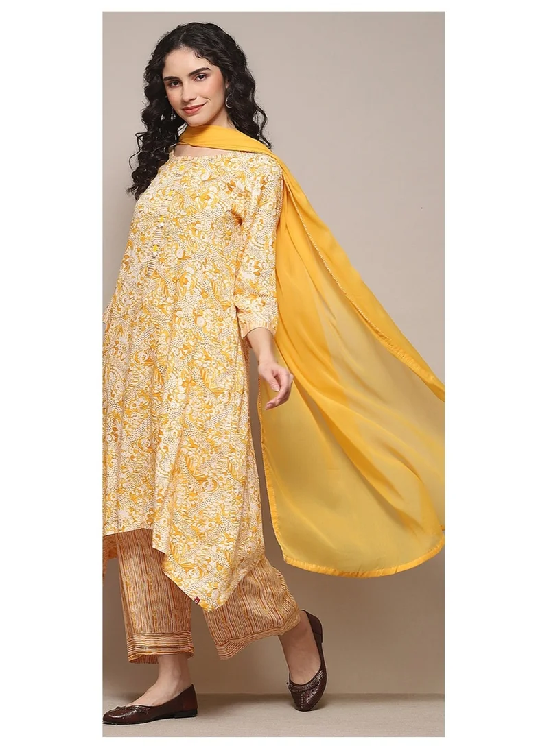 Biba yellow Yellow Rayon Straight Suit Set for Women | Best Price UAE