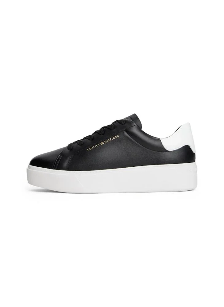 تومي هيلفيغر Leather Contrast Heel Platform Trainers