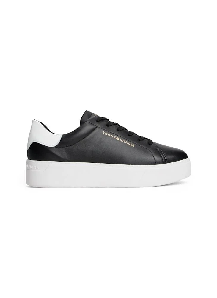 تومي هيلفيغر Leather Contrast Heel Platform Trainers
